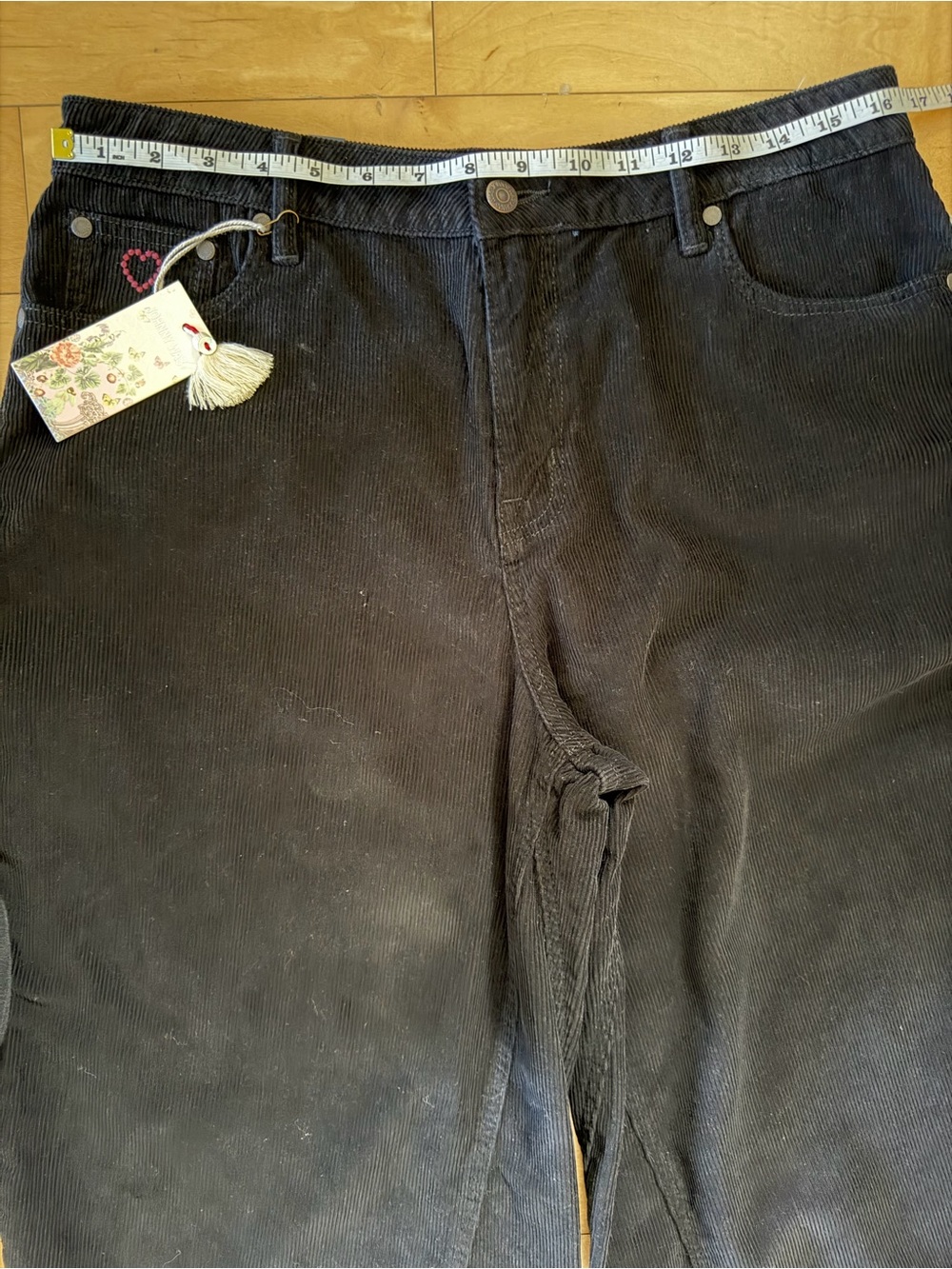 NWT Johnny Was SUKI Wide Leg High Rise Corduroy Jeans Pants - Black - Sz 31 - Picture 10 of 16